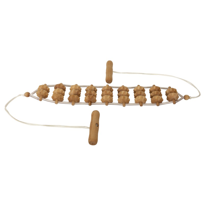 Wooden back massage roller rope