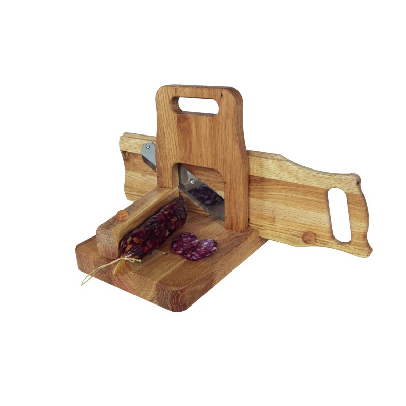 Wooden salami slicer